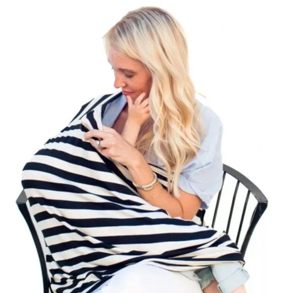 🍒 COVERED GOODS 4-in-1 Multi-Use Nursing Cover B&W Stripe - Picture 6 of 11